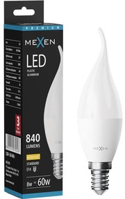 Mexen Nova żarówka LED płomyk E14, C37, 8W, Ciepła - 3000K, 840 lm - L106-E14-0830-01
