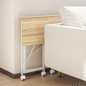 HOMCOM Biurko składane na kółkach, oszczędzające miejsce, stal, MDF, kolor naturalny | Aosom PL