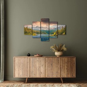 Obraz górskiej rzeki i gór (125x70 cm)