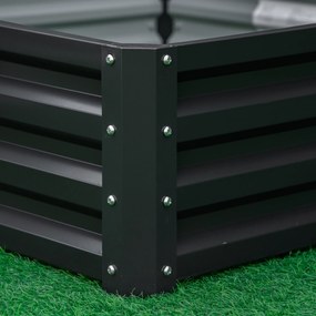 Outsunny Ogród Podwyższone Łóżko Ogrodowe z Stalową Obudową Szare 120x120x30cm Praktyczne i Estetyczne | Aosom PL