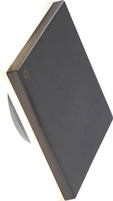 Designerska lampa ścienna z aluminium w kolorze szarym 15 cm z wbudowaną diodą LED 9W - Skyf