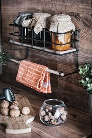 Półka ścienna - 32 cm x 10 cm x 16,5 cm - Dąb i czerń - Płyta wiórowa i metal