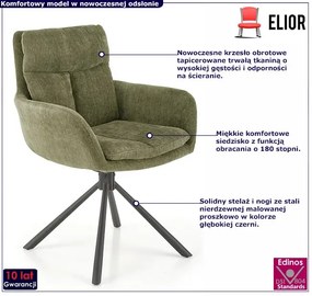 Metalowe tapicerowane oliwkowe krzesło obrotowe - Bonar