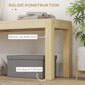 HOMCOM Drewniana ławka kuchenna 3-osobowa z drewna sosnowego 120x33x45 cm naturalny kolor | Aosom PL