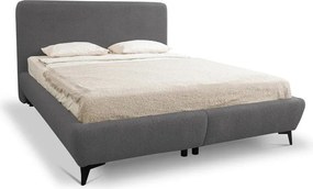 Ciemnoszare tapicerowane łóżko dwuosobowe ze stelażem i schowkiem 180x200 cm Makapu – Makamii