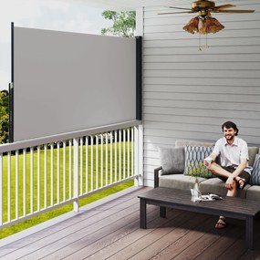 Outsunny Markiza Boczna, Rolowana, Rozsuwana, Ochrona Przeciwsłoneczna, Aluminium/Poliester, 3 x 1,4 m, Jasnoszary