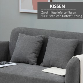 HOMCOM Nowoczesna sofa 2-osobowa z poduszkami, aksamitna kanapa szara 130x70x80 cm | Aosom PL
