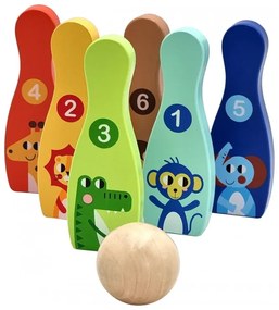 Tooky toy drewniane kręgle dla dzieci  6 szt. + piłka