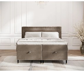 Beżowe łóżko boxspring ze schowkiem 160x200 cm Voyage – Maison de Rêve