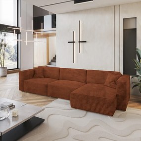Masseno Narożnik TOLMO z funkcją spania i pojemnikiem na pościel Narozniki L, Rozkładana sofa - Brązowy, TILIA 52