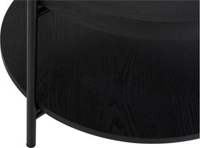 Czarny okrągły stolik w dekorze dębu ø 64 cm Hagen – Bonami Essentials