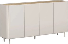 Komoda Elivo 200 cm czterodrzwiowa na nóżkach - kaszmir / dąb olejowany