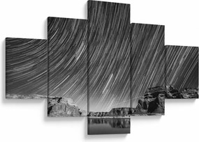 Czarno - biały obraz gwiaździstego nieba (125x70 cm)