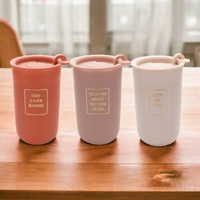 Florina Kubek z podwójnymi ściankami i pokrywką AUTUMN 330 ml, terakota