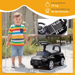 AIYAPLAY Mercedes-Benz C-Class jeździk z klaksonem, odgłosami silnika, schowkiem, dla dzieci 18-36 Monate, Schwarz | Aosom PL