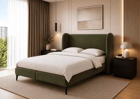 Łóżko kontynentalne Laine z pojemnikiem boxspring bonell H3 tapicerowane 120-200x200 cm
