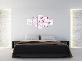 Obraz gałązki z kwiatami (125x70 cm)