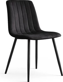 Welurowe krzesło tapicerowane pikowane Czarne LIVO Czarne nogi