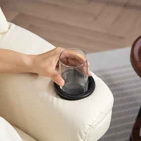 HOMCOM Fotel relaksacyjny z funkcją leżenia, fotel TV z kieszenią boczną i uchwytem na kubek do salonu i sypialni, kremowy | Aosom PL