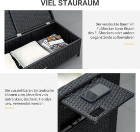 Outsunny Sofa ogrodowa z technorattanu Funkcja leżanki 2osobowa Podnóżek Brązowa z poduszkami | Aosom PL