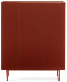 Czerwona wysoka komoda w dekorze dębu 95x120 cm Arista – Teulat