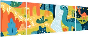 Obraz - Wesołe dinozaury (170x50 cm)