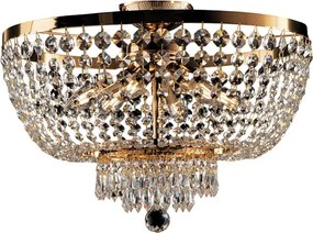 Lampa sufitowa Mozart z żelaza i złoconego mosiądzu z kryształkami górskimi 6 świateł H.37 Ø50 BL189-PL6-OR