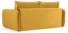 Musztardowa aksamitna rozkładana sofa 214 cm Vienna – Cosmopolitan Design