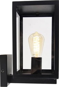 Nowoczesna lampa ścienna zewnętrzna czarna ze szkłem 30 cm - Rotterdam