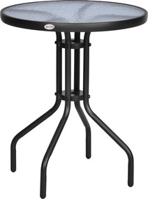 Outsunny Stół Ogrodowy Balkonowy Bistro Metalowy z Szybą Bezpieczną Okrągły 60cm Wysokość 70cm | Aosom PL