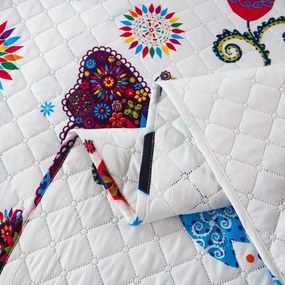 Narzuta na łóżko KOLOROWE MOTYLE biała Rozmiar: 170 x 210 cm