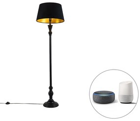 Inteligentna lampa podłogowa czarna zkloszem czarnym ze złotem 45 cm wtym Wi-Fi A60 - Classico klasyczny/Antyczny Oswietlenie wewnetrzne