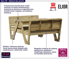 Dziecięcy komplet ogrodowy impregnowana sosna - Mikeo 3X