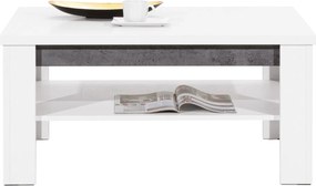 Ława z Półką do Salonu NOVO 102 cm Biała / beton Nowoczesna