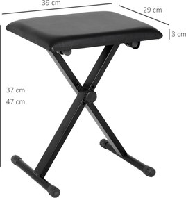 HOMCOM Stołek fortepianowy z regulacją wysokości Składany taboret do pianina Metal Sztuczna skóra Czarny 39 x 29 x 45–51 cm | Aosom PL