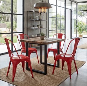 Krzesło MCW-A73 metalowe (zestaw 4 szt.), czerwone