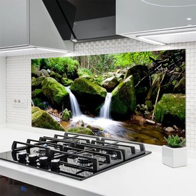 Szkło Ozdobne do Kuchni Woda Płynąca Po Skałach