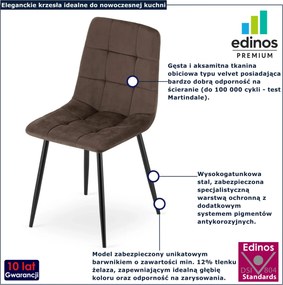 Ciemnobrązowe metalowe krzesło pikowane nowoczesne D7-R90