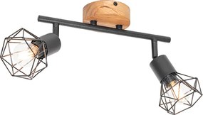 Reflektor czarny z obrotowym i pochylonym drewnem 2-światłowy - Mosh