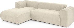 Beżowy sztruksowy narożnik (lewostronny/z szezlongiem) Merid – Ropez