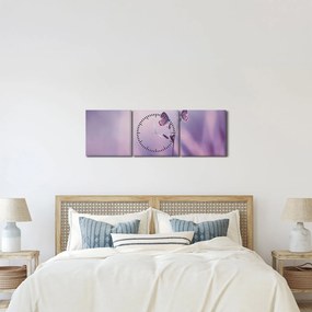 Obraz - Fioletowe motyle (z zegarem) (90x30 cm)