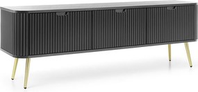 ZOVA RTV Szafka 3-drzwiowa z klapami i nogami, stolik TV z nowoczesnym designem, metalowe nogi złote, 168/57/39cm