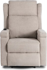 Fotel Masujący SEBASTIAN Rozkładany Wypoczynkowy z Podnóżkiem Beżowy Nowoczesny