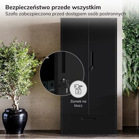 Szafa metalowa wielofunkcyjna Megan z szufladą, czarna