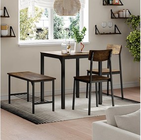 Zestaw do jadalni czarny/dąb rustykalny 70x70x75 fyrk