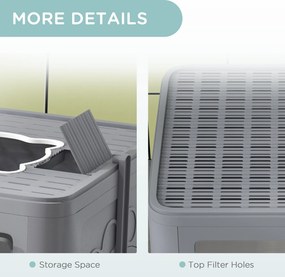 PawHut Kuweta dla Kota Kuweta dla Kota z Pokrywą, 2 Wyjścia, 48,5 x 38 x 36,5 cm, Szary + Biały