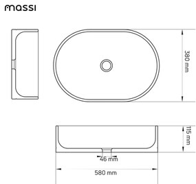 Umywalka betonowa nablatowa owalna 58 x 36 cm bez otworu na baterię BLAR Blue Jeans