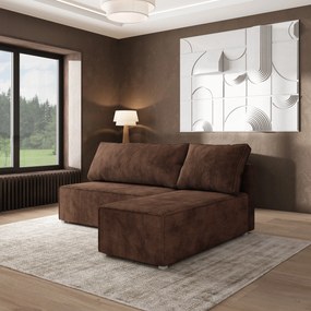 Masseno Narożnik BRISO z funkcją spania i pojemnikiem na pościel Narozniki L, Rozkładana sofa - Brązowy, POSO 06