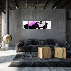 Obraz - Kobieta z czarnym kotem (170x50 cm)