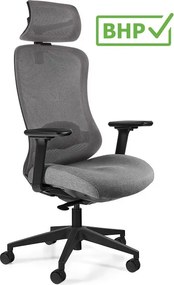 Ergonomiczne krzesło Adapta Grey z zagłówkiem, zgodne z normą BHP